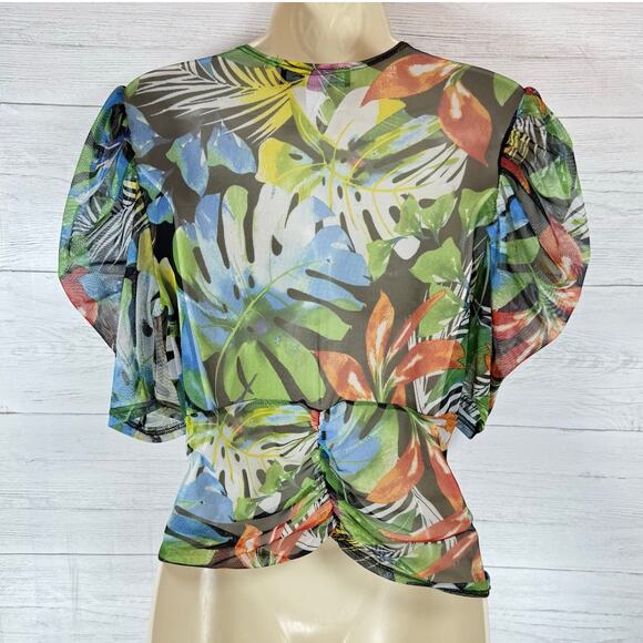 VTG Touch me Y2k Large tropical sheer babydoll Fairycore goblin whimsygoth tie - Picture 2 of 8